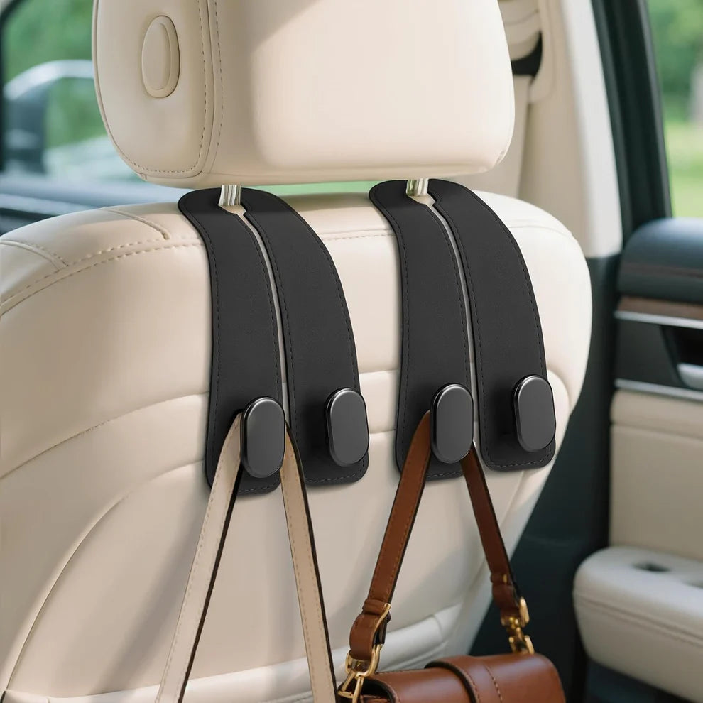 Premium Leather Car Seat Hooks – Stylish Car Organizer (Pack of 2)