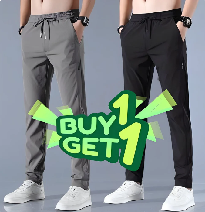 Combo of Men's Premium Stretchable Lycra Blend Elasticated Waist Regular Fit Track Pants, Jogger Bottoms<br> Pack of 2 — (Black + Grey)