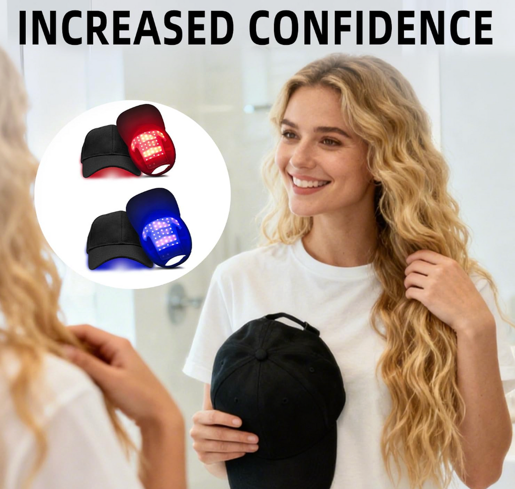 Laser Hair Growth Cap - Red & Blue Light Therapy for Hair Regrowth, Full Scalp Coverage Treatment for Men & Women